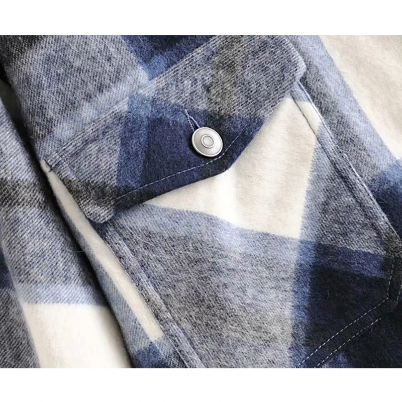 

Women Plaid Jacket Coats Vintage Pockets Single Breasted Long Oversized Coat Autumn Winter Casual Loose Long sleeve Outerwear