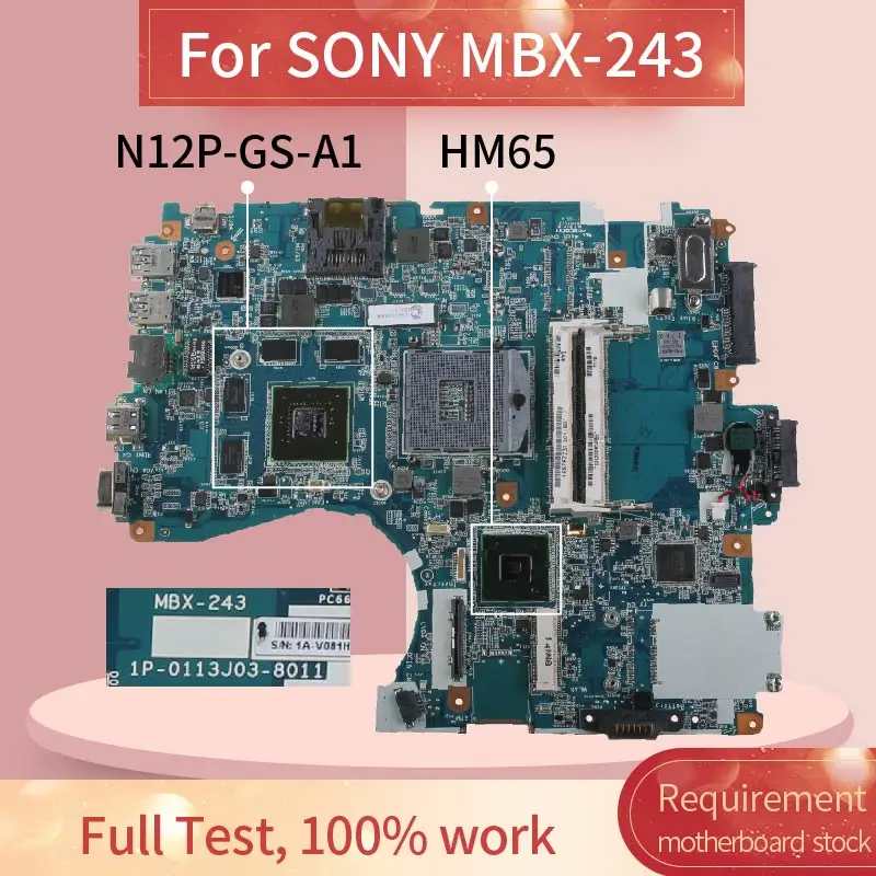 Материнская плата V081_MP-MB MBX-243 для ноутбука SONY Vaio VPCF23J VPCF23 GT540M 1 ГБ материнская