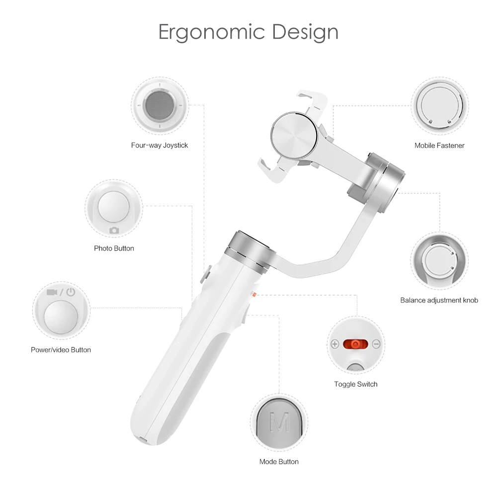 Original Xiaomi 3 Axis Handheld Gimbal Stabilizer for Action Camera Smartphone Support Vertical |