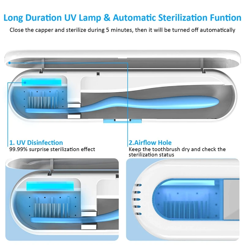 

Portable UVC LED Toothbrush Sterilizer Electric Toothbrush for Travel/Business/Home Sterilizing Effect Up to 99.9%