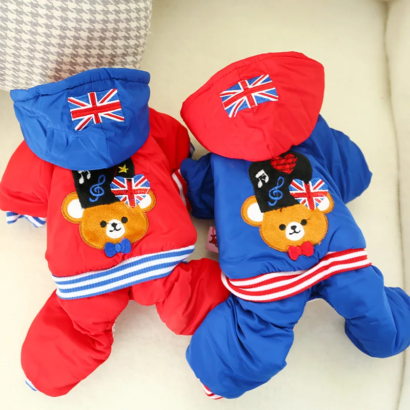 Зимние теплые комбинезоны для собак британский медведь чихуахуа плюшевое пальто