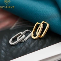 xiyanike silver color simple u shape micro inlaid zircon hoop earrings female temperament ear accessories wholesale party