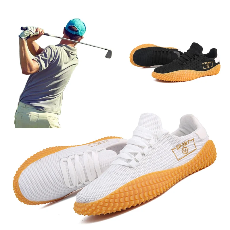Мужские сетчатые кроссовки для гольфа черные или белые дышащие удобные