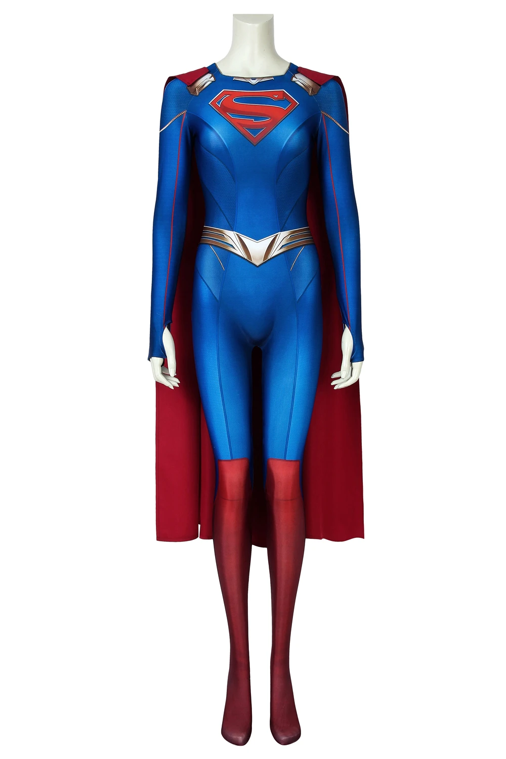 Whole set 3D Супергерл сезон 5 костюм Kara Zor-El Danvers Косплей Суперженщина комбинезон костюмы на Хэллоуин для Womloak Синий боди - Цвет: Whole set