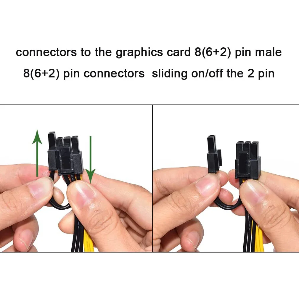 Кабель-адаптер для майнинга 1 к 3 6p + 2p 8-контактный GPU видеокарта провод 12AWG 18AWG