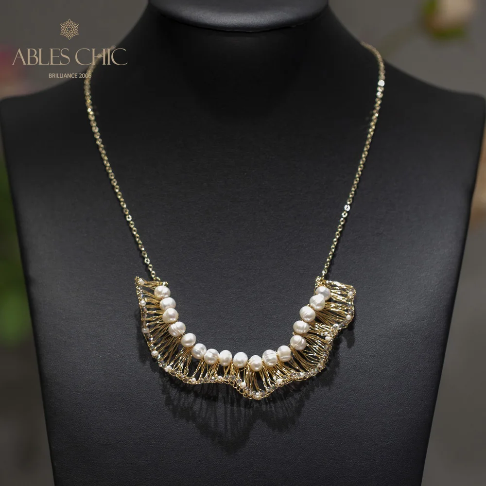 14K Золотой Серебряный тон провода из вязаного кружева ожерелье барокко обувь с