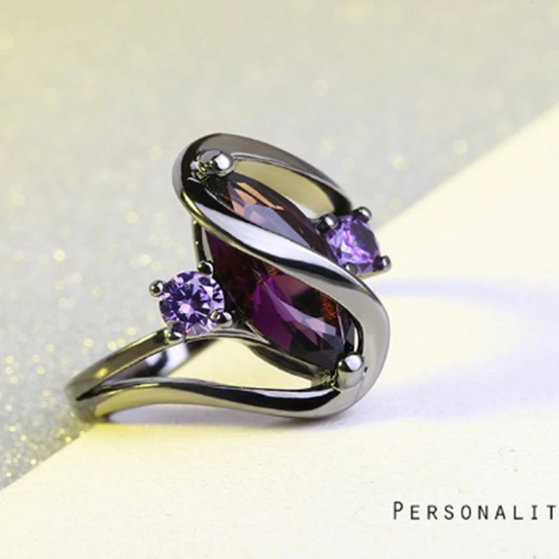 Роскошные винтажные фиолетовые циркониевые цветные кольца с фианитами для