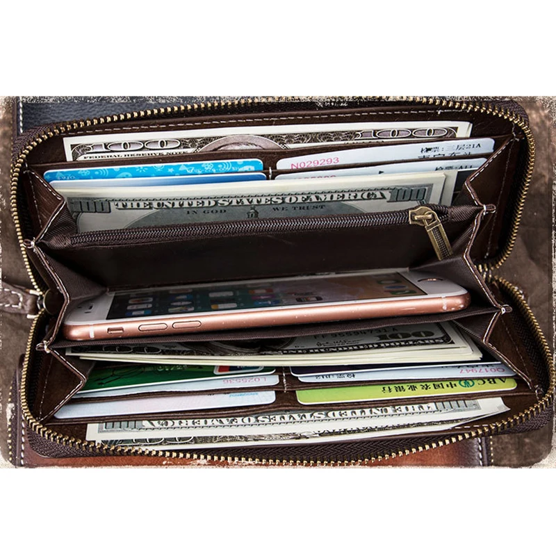 Мужской Длинный кошелек на молнии сумка запястье для денег держатель кредитных