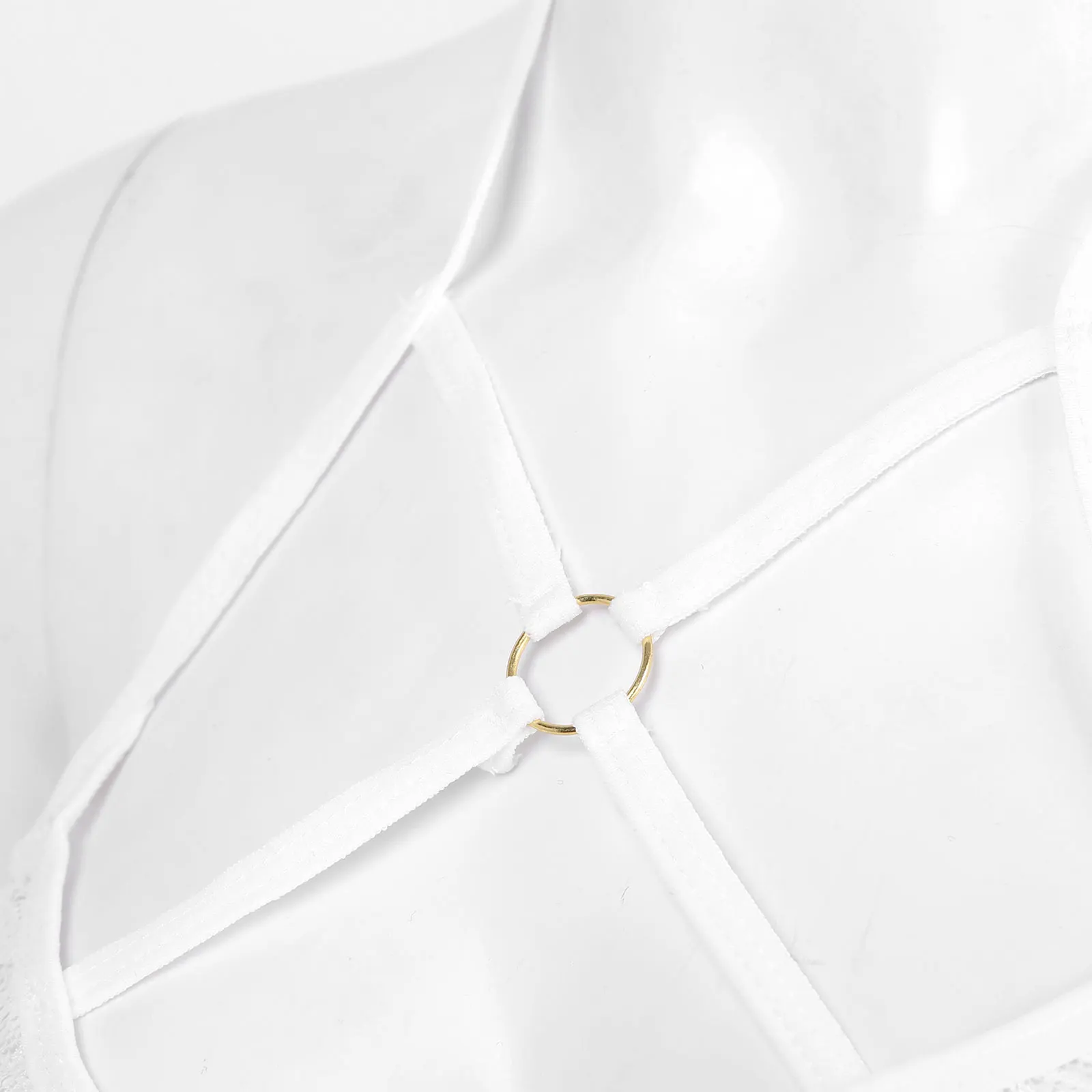 

Women Sexy Strappy Bra Tops Hollow Out Halter Perspective Gauze Lace Splice Lingerie Underwear Honeymoon Anniversary Gift