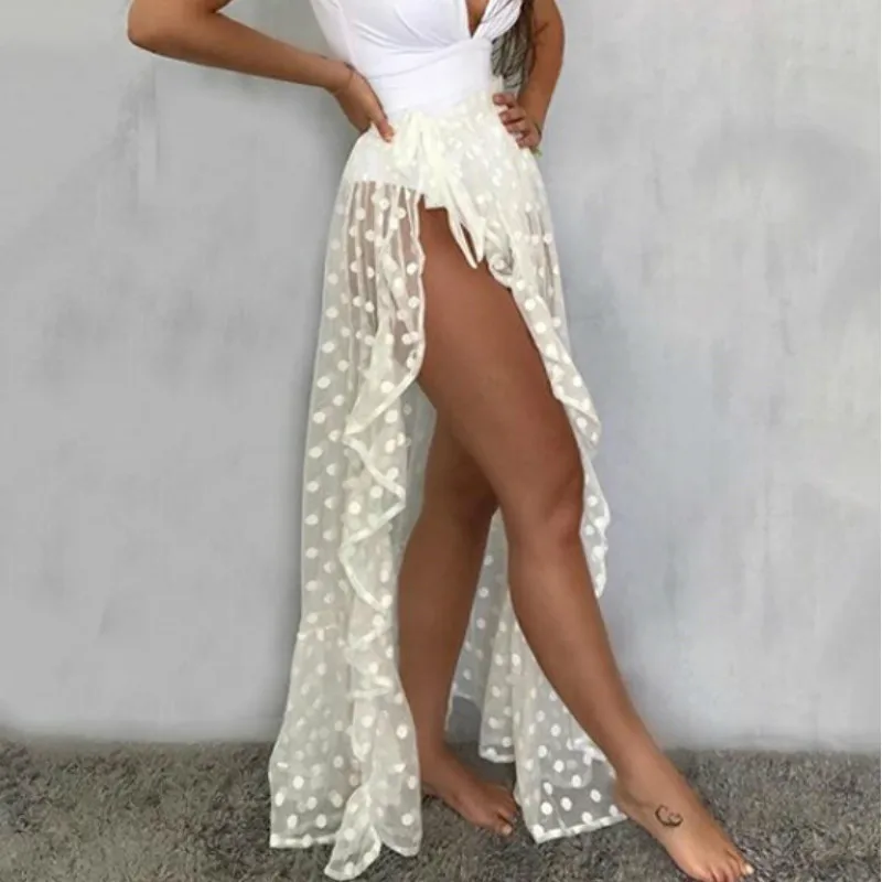 Ретро юбки женские с высокой талией сетчатые прозрачные сексуальные пляжные