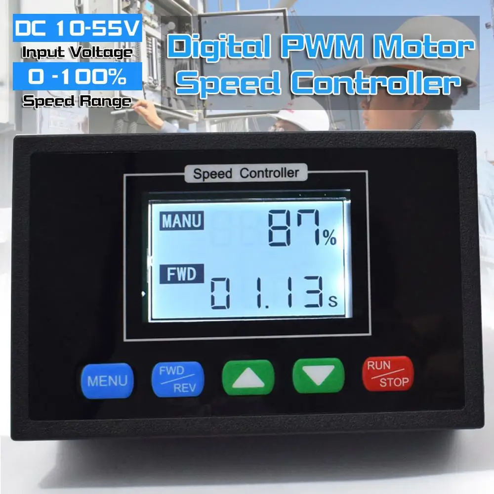 

High Quality Digital 0~100% PWM Motor Speed Controller DC 12V 24V 36V 48V 40A Time Reversible Motor Speed regulat Dropshipping