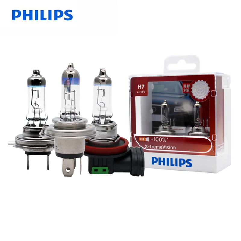 Philips H1 H4 H7 H11 9003 9005 9006 HB3 HB4 X treme Vision автомобильная фара яркие галогенные лампы ECE