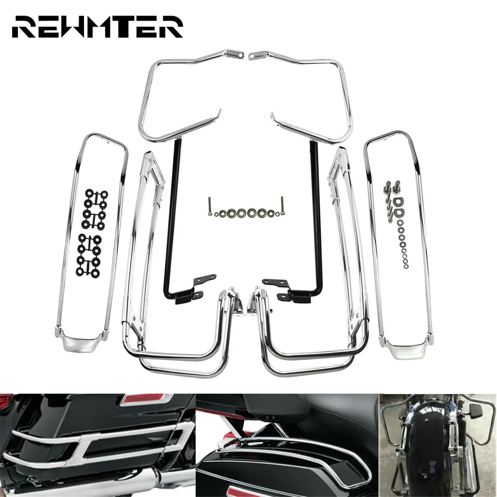 Мотоциклетный хромированный для седельной сумки защитная скоба W/опорная планка