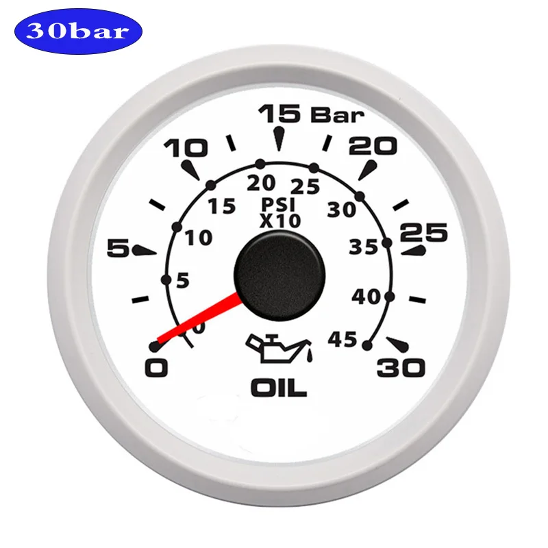 DC 12 В 52 мм " цифровой датчик давления масла индикатор 0~ 5 бар/0~ 75psi дисплей с 8 цветов подсветки - Цвет: 30 Bar