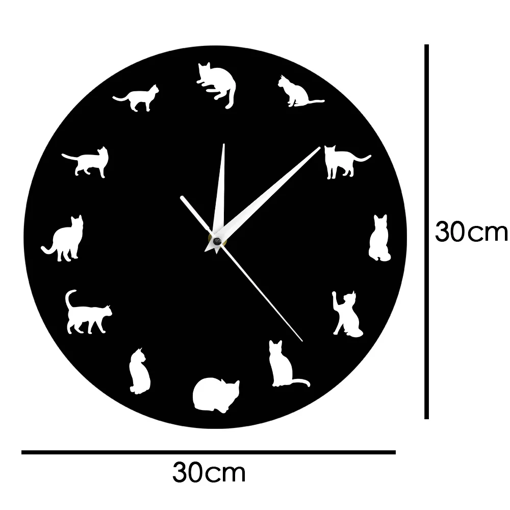 Настенные часы с изображением кошки современный дизайн настенные круглые