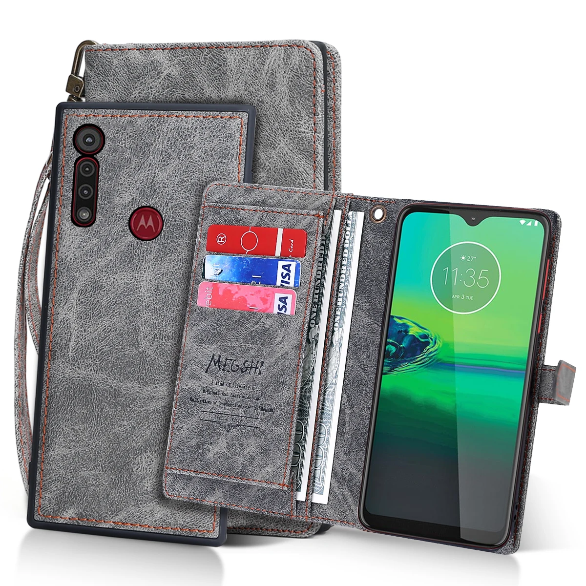 Чехол для телефона Motorola Moto G8 Plus из искусственной кожи со съемной магнитной