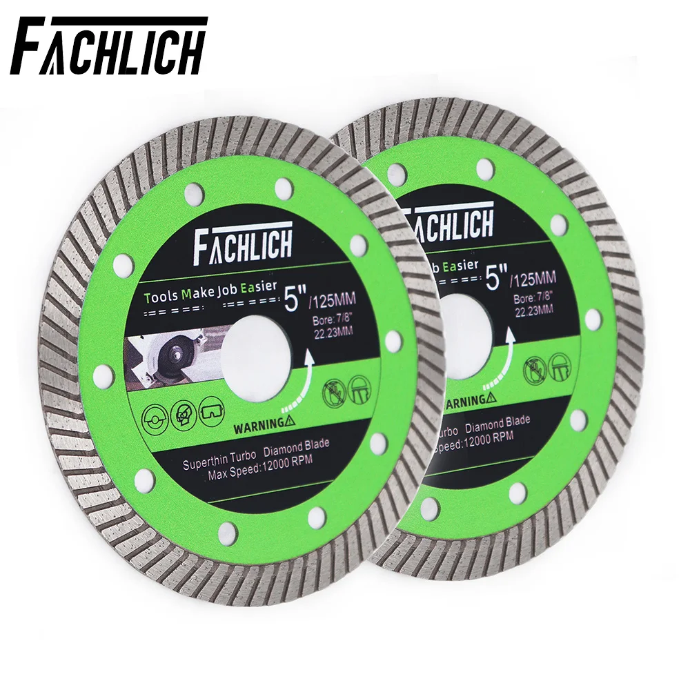 FACHLICH 2pcs Diamond Tile Cutting Disc for Ceramic Ceramic Super-Thin Saw Blades Granite Cutting Wheel Cutter Dia 5inch/125mm 