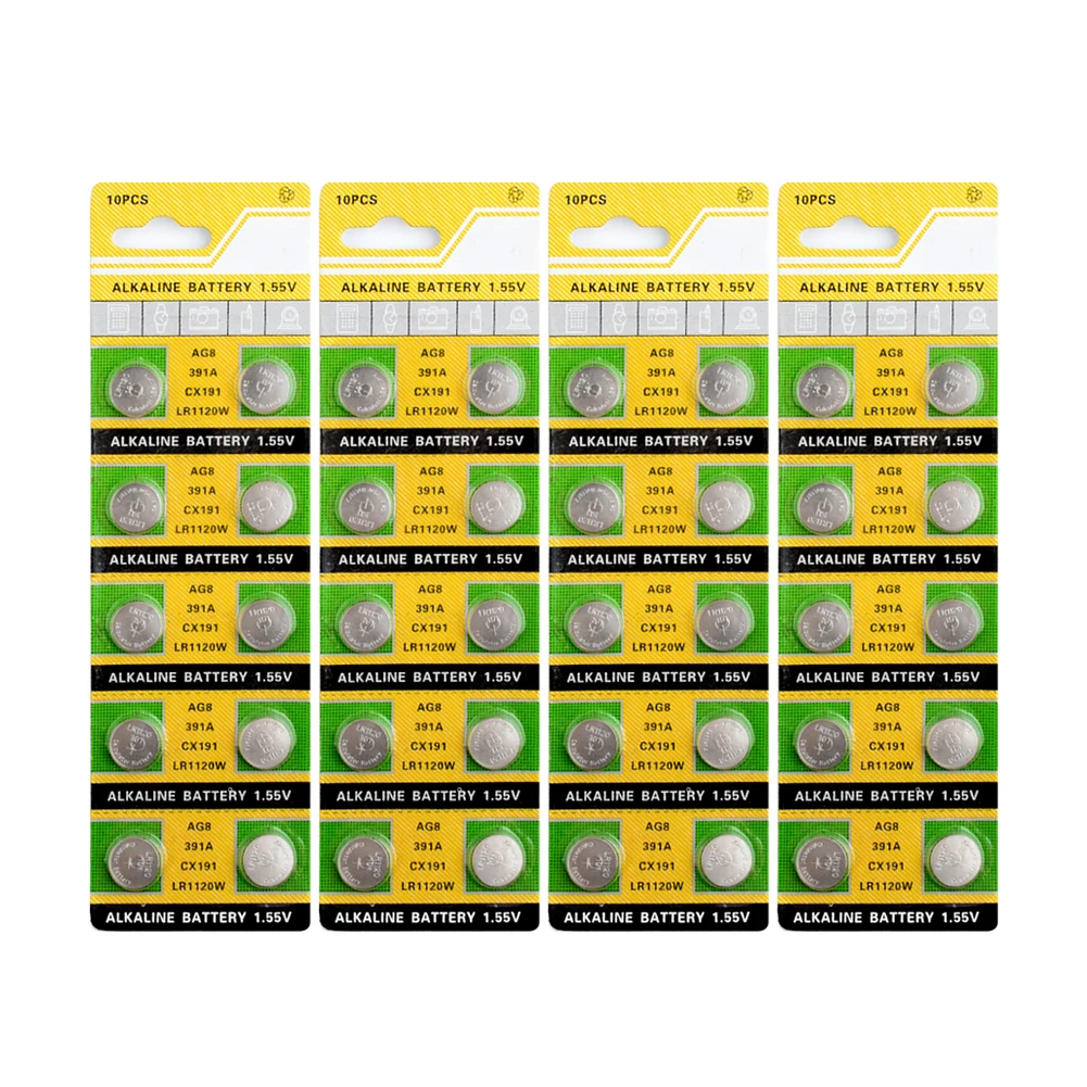 

AG8 391 SR1120W SR55 TR1120 Alkaline Coin Cell Button Batteries For Watch x40 Alkaline Battery AG8 LR1120 191 V381 V391
