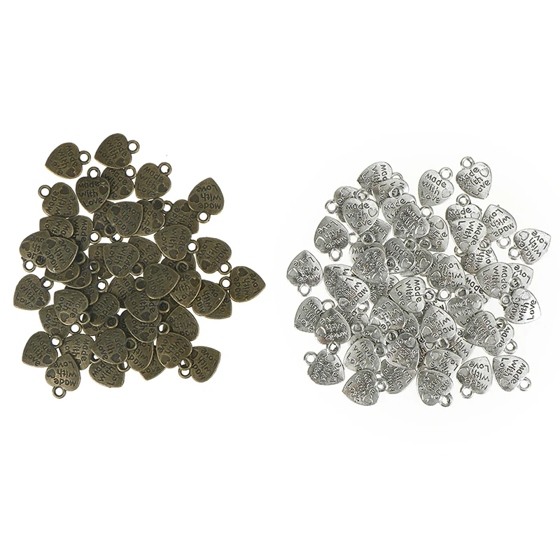 

50pcs Metal Heart Shapes Embellishments Small Mini Heart Charms Pendants For Craft Decoration Party Supplies 1.3cm*0.95cm
