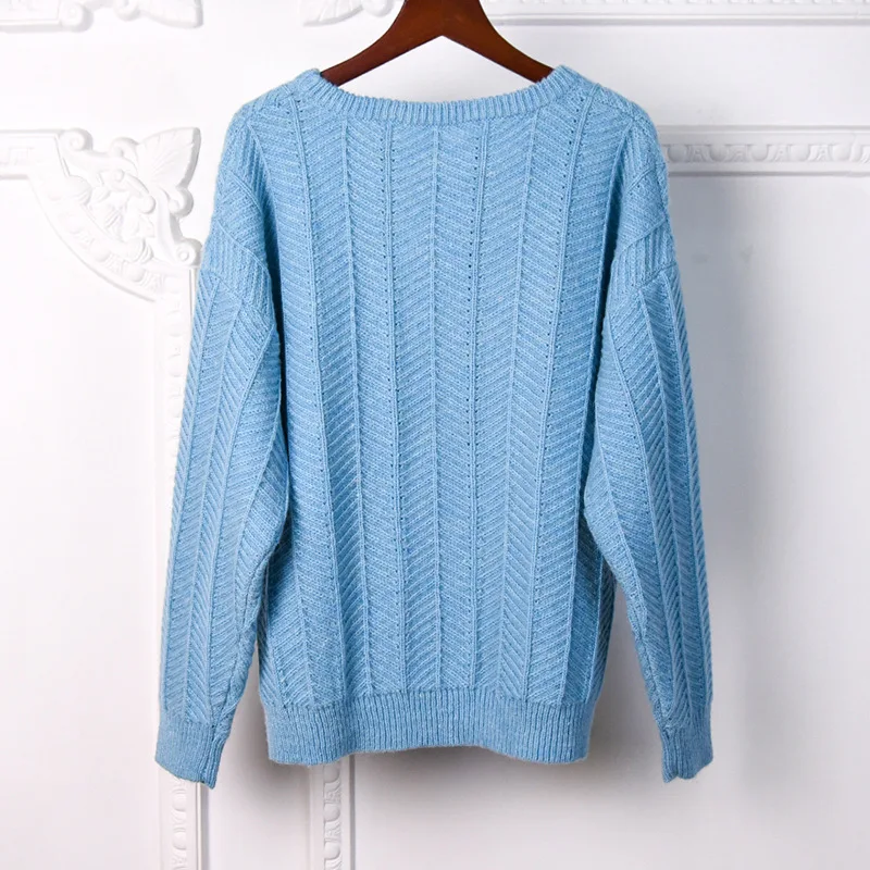 Autumn Women High quality embroidery Sweaters Fashion cartoon cat tassels pullover sweater tops C612