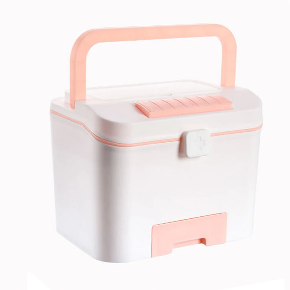 

Plastic Storage Box Large Capacity Lockable Sundries Organizer Case First Aid Kit Medicine Storage Bin Home Container
