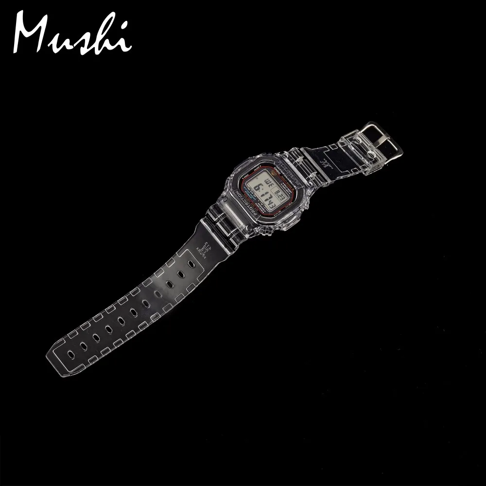 Часы Ms ремешок для Casio DW-5600 GWX-5600 GW-5000 прозрачный Для мужчин часов булавки ремешок с пряжкой для часов, коробка для часов+ инструмент