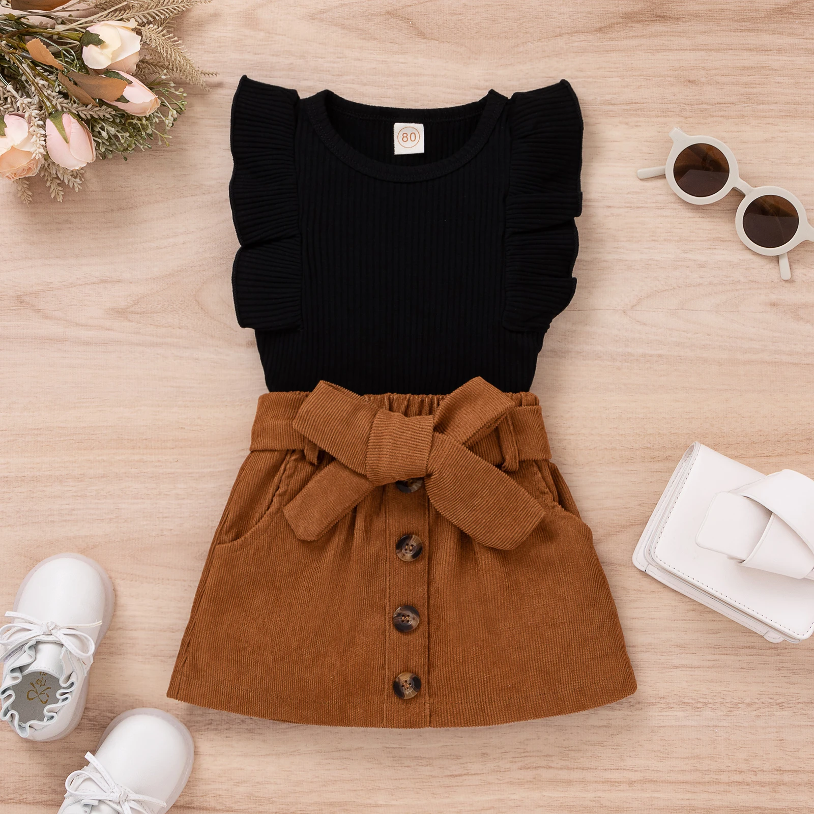 Женский летний комплект FOCUSNORM из 2 предметов для маленьких девочек однотонная