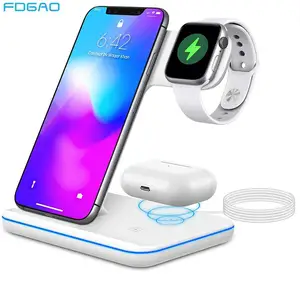 15w qi fast wireless charger stand for iphone 12 11 xs x 8 apple watch 6 5 4 3 in 1 charging dock station for airpods pro iwatch free global shipping