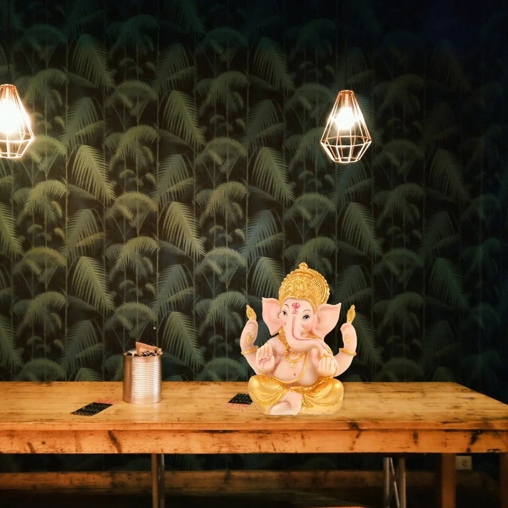 

Hindu Elephant God Figurine Luck and Wealth Art Sculpture Home Ornament