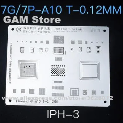 

For iPhone 7 7Plus BGA Stencil A10 CPU RAM Nand Wifi Baseband Power Audio IC Reballing Solder Tin Plant Net Heat Template MIJING