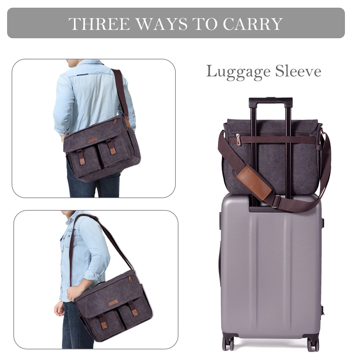 vaschy vintage water resistant canvas briefcase 14 inch laptop messenger bag for men free global shipping