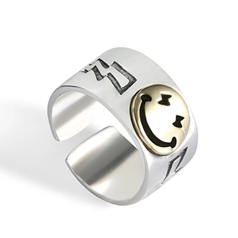 

Hot Sell Trendy Smile Face Thai Silver Female Finger Ring Promotion For Girlfriend Birthday Gift Cheap