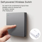 Настенный выключатель с автономным питанием, Беспроводной Выключатель без батареек, без провода, водонепроницаемость Ip54, для комнатных ламп белого, серого, золотого цветов