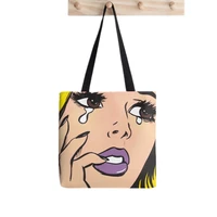shopper londe crying comic girl tote printed tote bag women harajuku shopper handbag girl shoulder shopping bag lady canvas bag