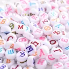 100 шт.лот смешанные белые русские буквы акриловые бусины круглый плоский Алфавит свободные разделительные бусины для браслетов ожерелий ювелирных изделий