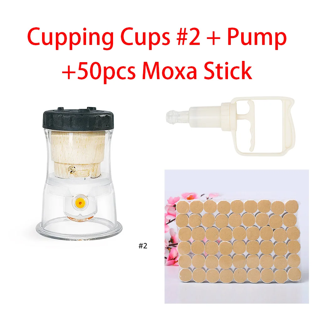 Cups 2- Pump- Stick Китайский Набор вакуумных баночек для прижигания баночный аппарат с палкой для сжигания мокса - Цвет: Cups 2- Pump- Stick