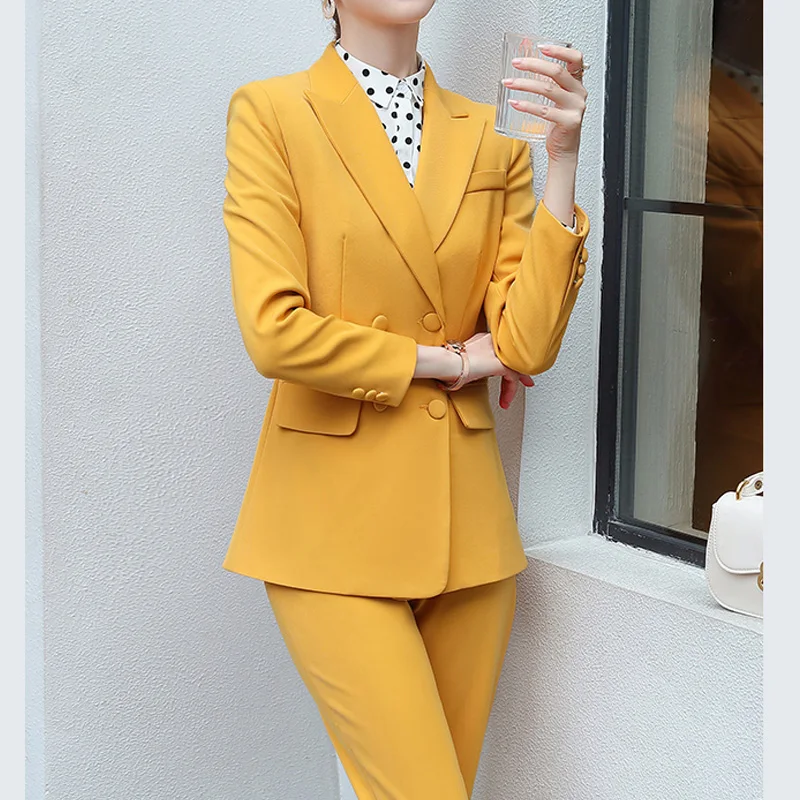 Женский Длинный блейзер с лацканами двубортный облегающий офисный костюм