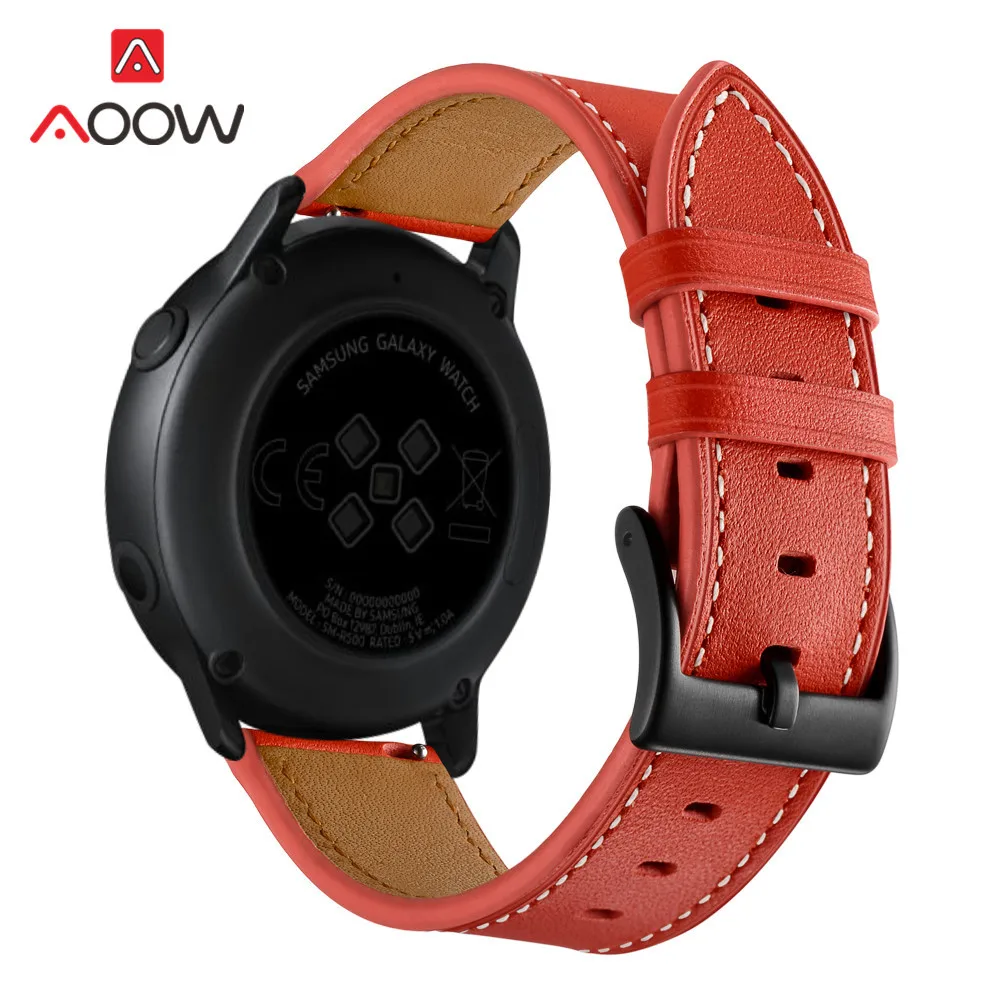 20 мм ремешок из натуральной кожи для samsung Galaxy Watch Active 42 мм gear S2 huawei Garmin vivoactive Amazfit BIP Молодежный браслет