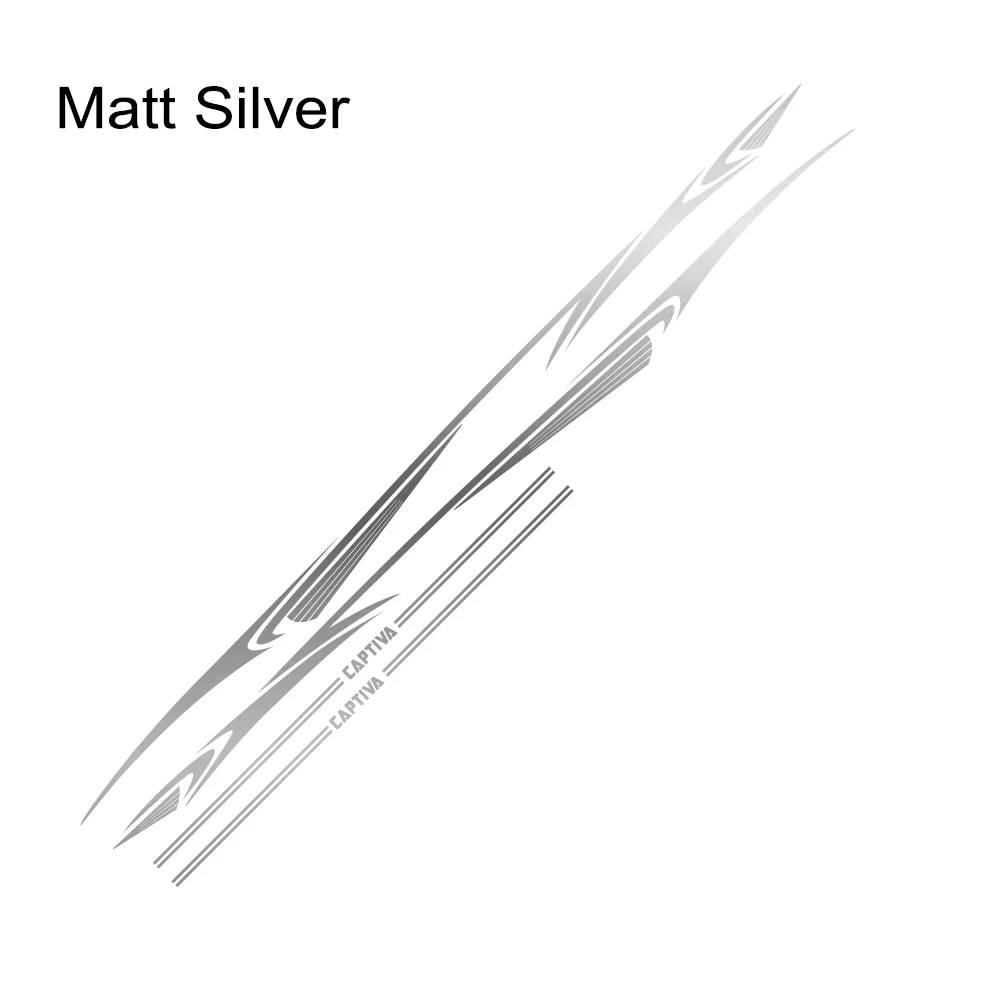Matt Sliver 2 шт. для Chevrolet Captiva Автомобильная длинная Боковая дверь стикер DIY виниловая пленка авто Спорт Стайлинг наклейки автомобильные принадлежности для тюнинга - Название цвета: Matt Sliver