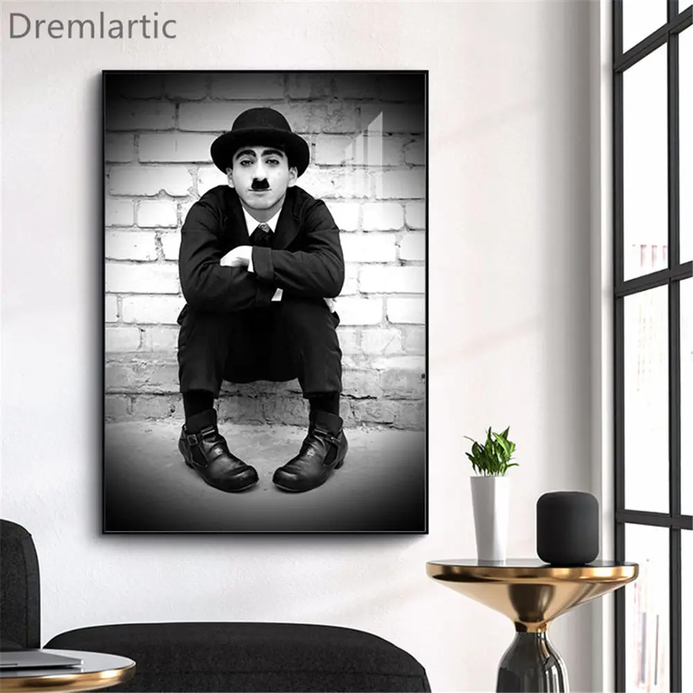 Чарли-Чарли Чаплином-Wall Art Холст Картина печатный плакат картина Гостиная