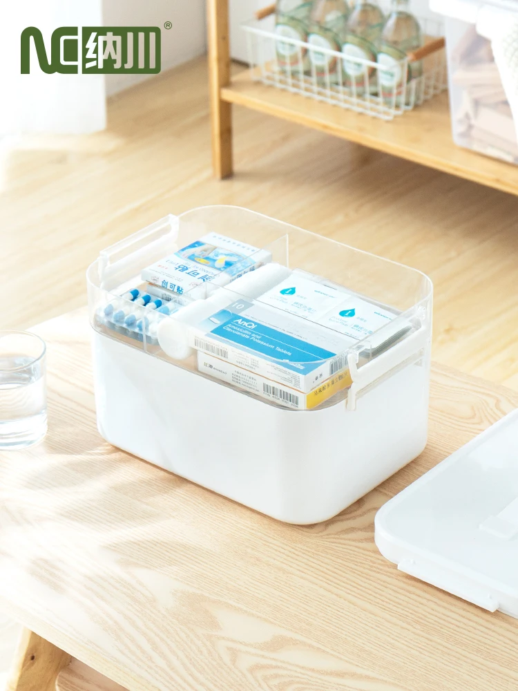 Family portable first-aid multi-layer medicine box storage children size large capacity layered | Дом и сад