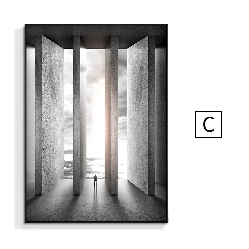 

Paintings Architectural Space Living Room Decoration Hanging Pictures Nordic Porch Abstract Industrial Style Mural Home Poster