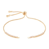 10pcs adjustable brass slider extender chain bracelet with cubic zirconia beads for diy bracelet jewelry making