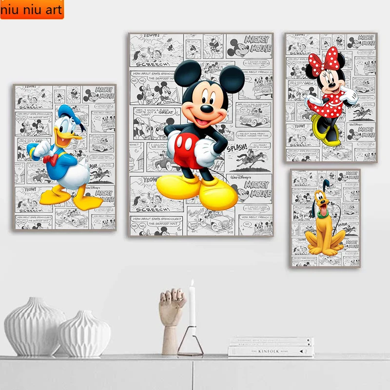 

Disney Mickey Mouse Character Comic Canvas Painting Posters and Prints Cuadros Wall Art Picture for Living Room Home Decor