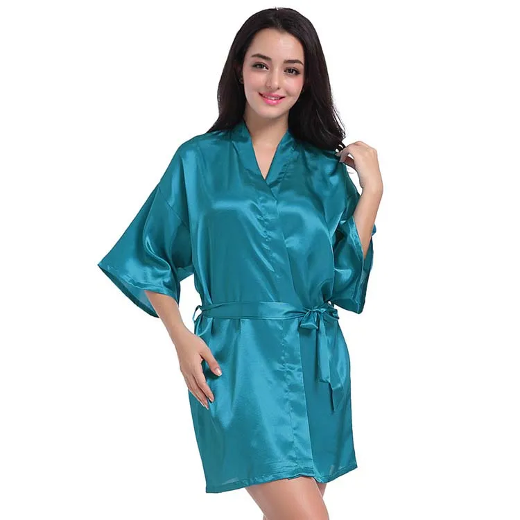 Plus Size 3XL Women's Home Wear Solid Sleepwear Cardigan Gown Loose Half Thin Sexy Short Twist Satin Bathrobe Fashion Robe