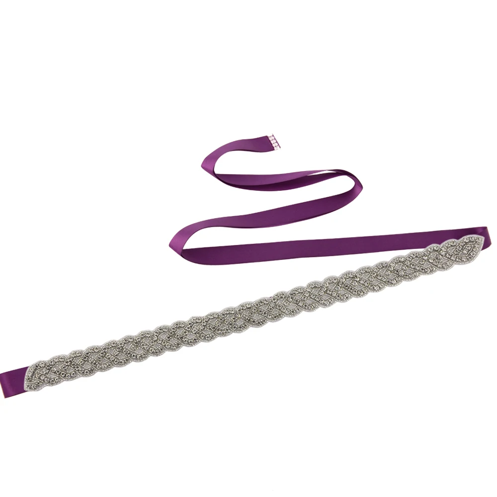purple TRiXY A216 Стразы Бисероплетение вечернее платье аксессуары для платья Свадебные ремни Кристалл Свадебные ремни Стразы пояс для невесты - Цвет: purple