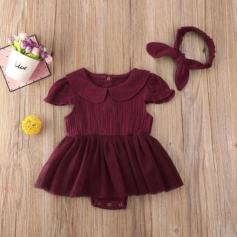 Летняя одежда для маленьких девочек Кружевной комбинезон с оборками Комбинезон