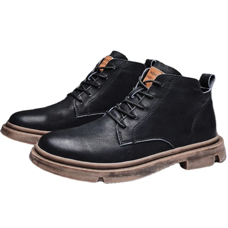 

Ankle Leather Boots Men Business Casual Shoes Oxford British Style Cow Boy Boots for Men Western Fashion Comfy Combat Boots