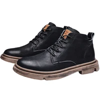 ankle leather boots men business casual shoes oxford british style cow boy boots for men western fashion comfy combat boots