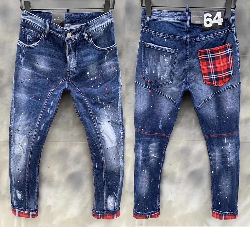 Джинсы мужские Стрейчевые смешанного стиля Осень-зима 2021 деловые Повседневные